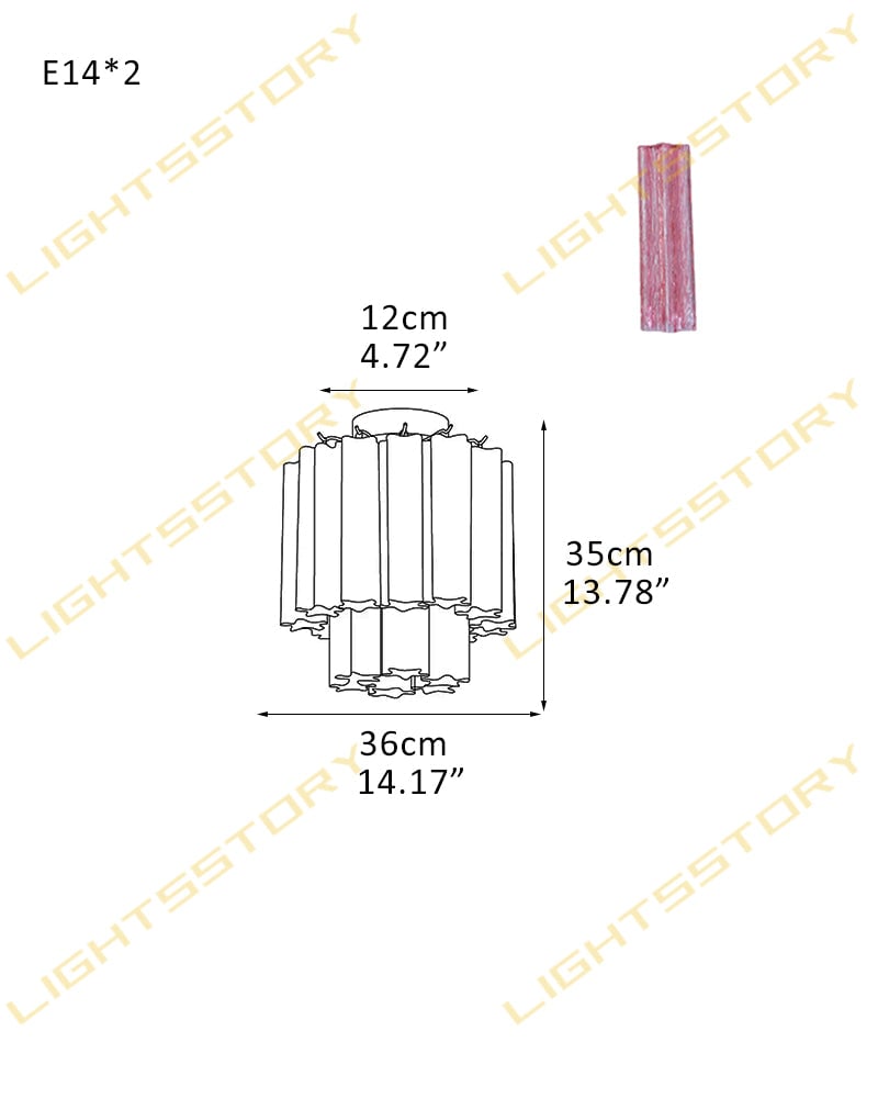 Cortina Series Geometric Flush Mount Ceiling Lamp | Star-Shaped Hand-blown authentic Murano glass tubes, Elegant gold accents for Dining Rooms and Living Areas 2 light -D36*H35CM D14.17"*H13.78"(8 tubes) Gold + Pink Glass Modern Ceiling lamp