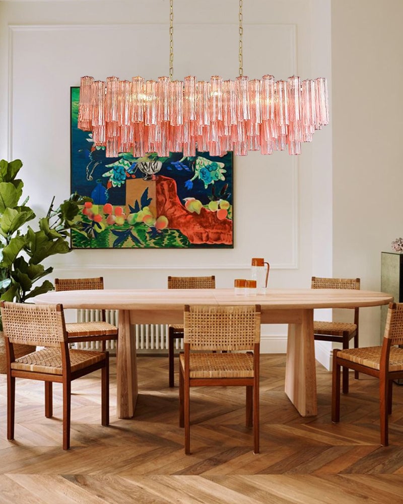 Cortina Series Prismatic Chandelier | Linear Star-Shaped Authentic Venetian Murano Glass, Polished Chrome, Black, and Gold Metal Frame for Modern Dining Rooms and Grand Foyers Luxury Modern Chandelier