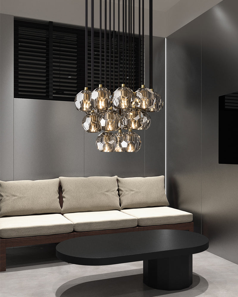 LightsStory Series Prismatic Pendant Chandelier | Spherical Solid brass and hand-faceted crystal, Hand-polished finish for Modern dining rooms and minimalist living spaces Modern Pendant lamp