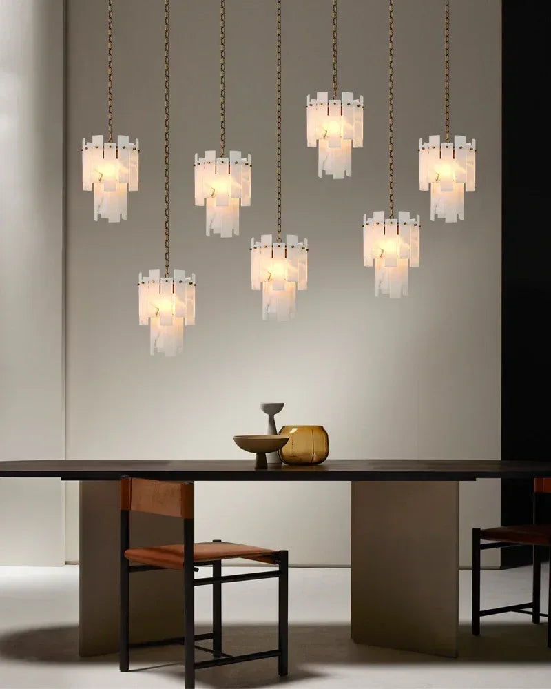 3/5/7-light Tired Alabaster marble Cluster Chandelier 13" with adjustable chain Luxury Modern Chandelier