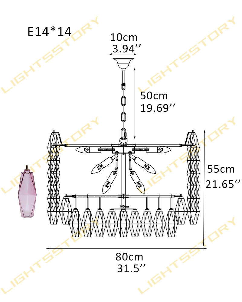Modern Murano Hand Blown Glass Tier Drum Chandelier for Dining Room