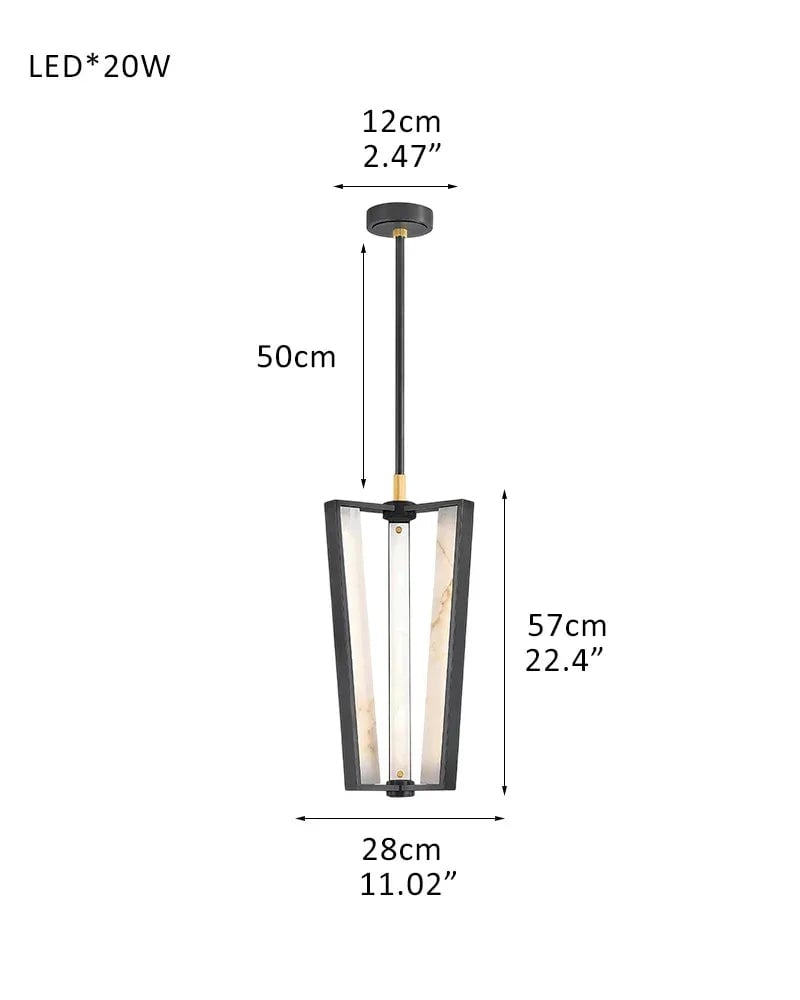 Edgemere Series Geometric Pendant Light | Architectural Silhouette Rectangular Alabaster Panels, Premium Brass finish for Modern Dining Rooms and Kitchen Islands 3-light-D28*H57CM D11"*H22.4" Black Modern Pendant lamp