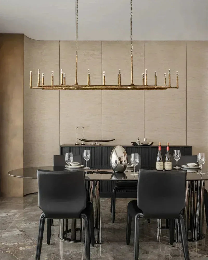 Elmsworth Series Architectural Chandelier | Tapered Silhouette Hand-Hammered Forged Brass & Iron, Warm Brushed Copper & Matte Black for Living Rooms and Dining Areas American Vintage chandelier lamp
