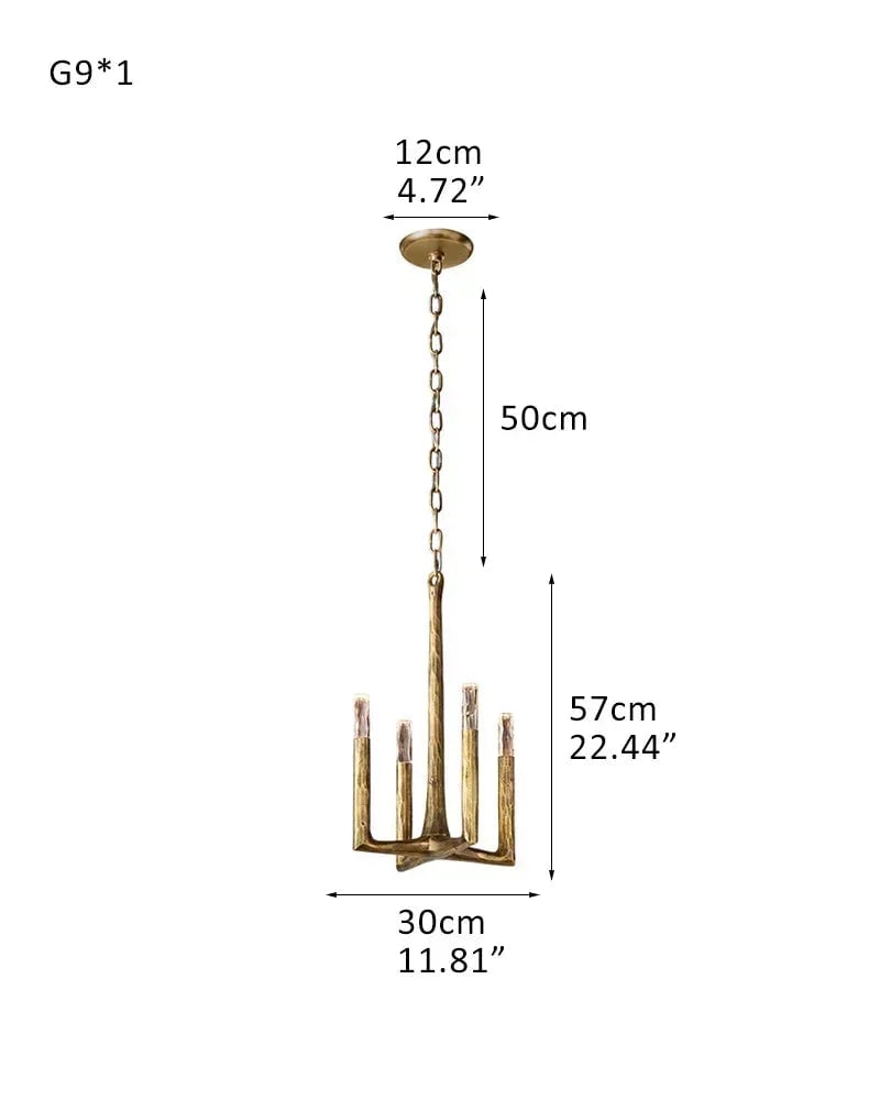 Elmsworth Series Architectural Chandelier | Tapered Silhouette Hand-Hammered Forged Brass & Iron, Warm Brushed Copper & Matte Black for Living Rooms and Dining Areas 1-light-L30*H57CM L11.8"*H22.4" Brass American Vintage chandelier lamp