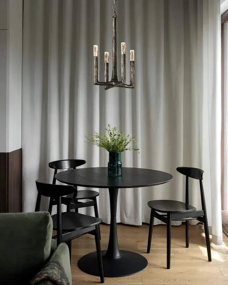 Elmsworth Series Architectural Chandelier | Tapered Silhouette Hand-Hammered Forged Brass & Iron, Warm Brushed Copper & Matte Black for Living Rooms and Dining Areas American Vintage chandelier lamp