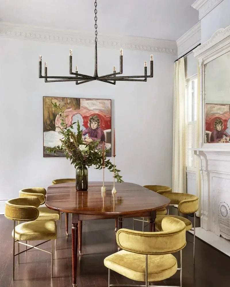 Elmsworth Series Grand Chandelier | Tapered Silhouette Hand-Hammered Forged Wrought Iron, Antique Black or Brushed Copper finish for Great Rooms and Grand Dining Halls American Vintage chandelier lamp