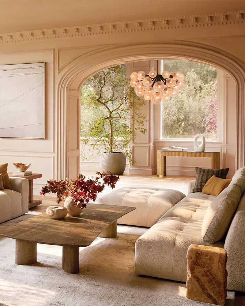 31 Lights Bubble Glass Globe Linear Chandelier Wide 52" Brass/Black Steel Finish American Vintage chandelier lamp