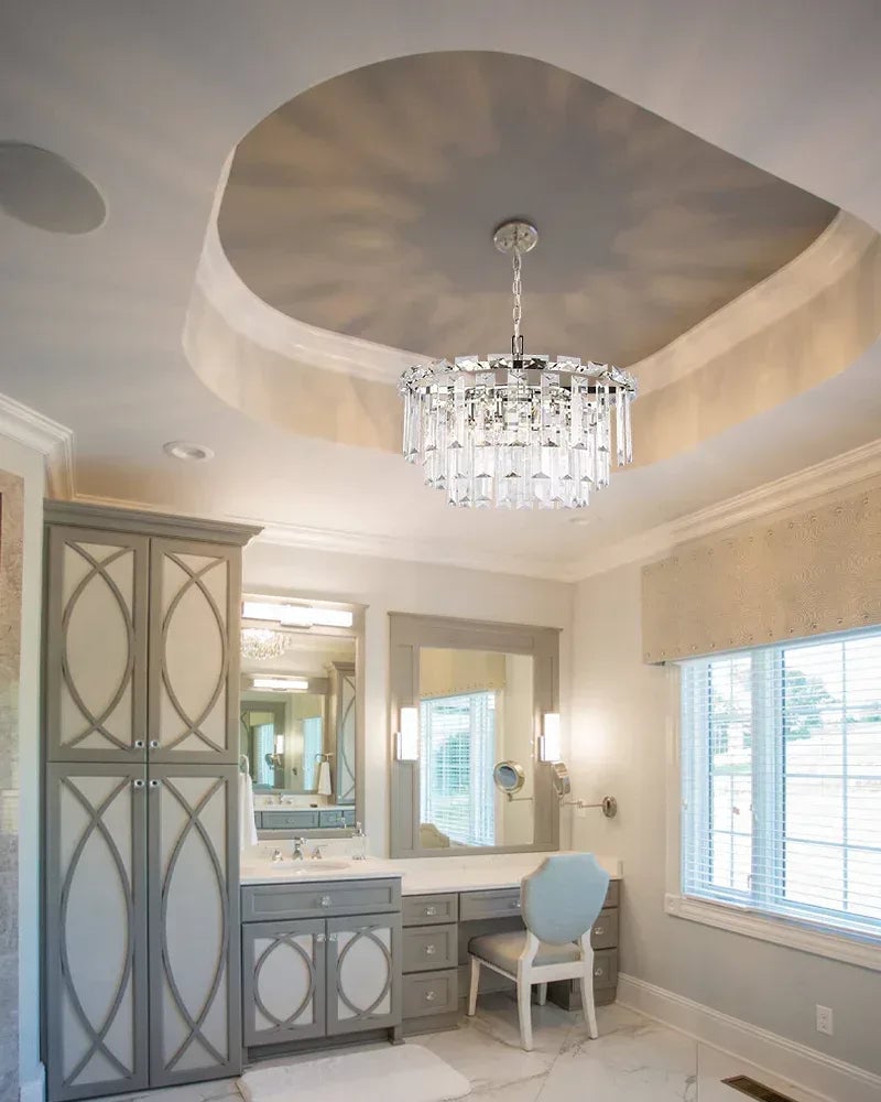Gstaad Series Grand Chandelier | Layered Tiered Crystal Faceted cut-clear glass crystals with solid metal frame, Gold and Black finish for Entryways, dining rooms, and great rooms American chandelier