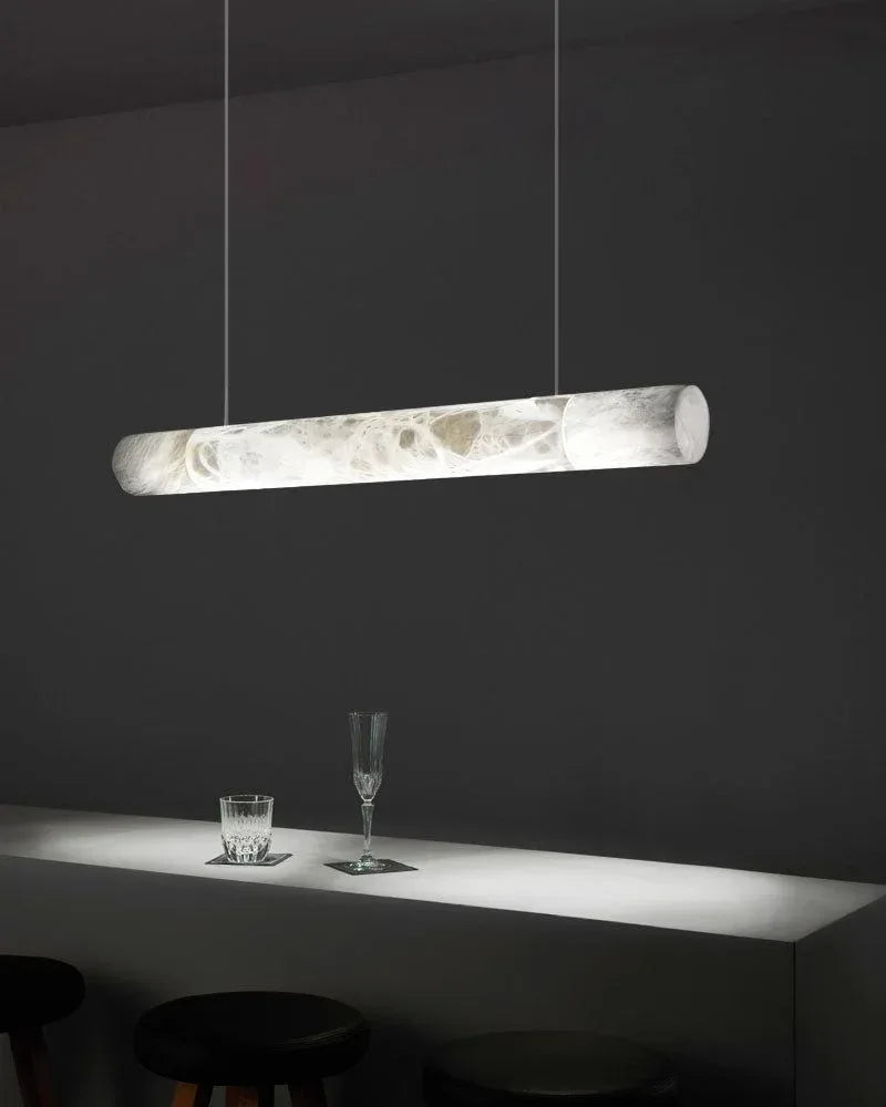LED Linear Creative White Alabaster Liberty Hanging Light | Straight/Curved Design American chandelier
