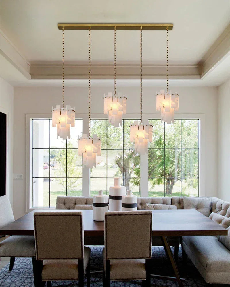 3/5/7-light Tired Alabaster marble Cluster Chandelier 13" with adjustable chain Luxury Modern Chandelier