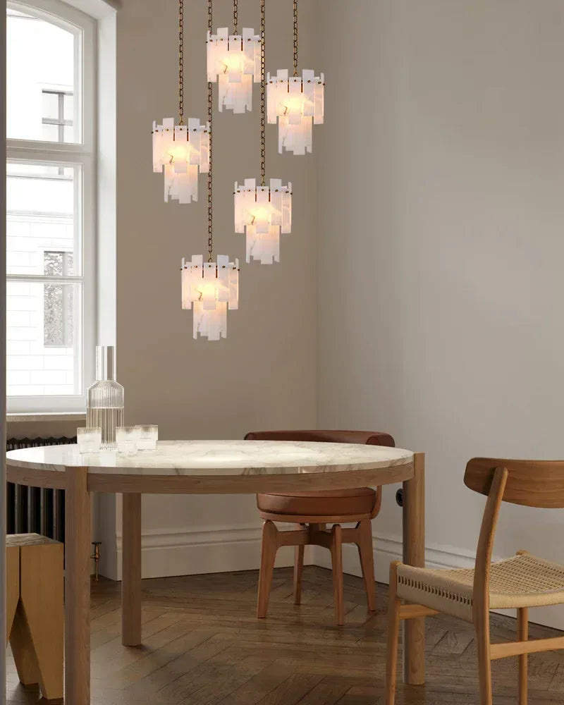 3/5/7-light Tired Alabaster marble Cluster Chandelier 13" with adjustable chain Luxury Modern Chandelier