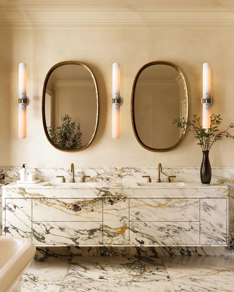 Knightsbridge Series Geometric Chandelier | Circular Solid Brass and Handmade Frosted Soda-Lime Glass, Artisan Patina Finish for Dining Rooms and Entryways American chandelier