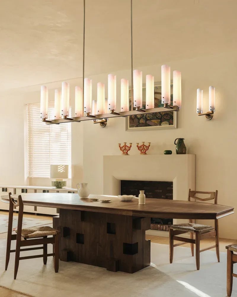 Knightsbridge Series Geometric Chandelier | Circular Solid Brass and Handmade Frosted Soda-Lime Glass, Artisan Patina Finish for Dining Rooms and Entryways American chandelier