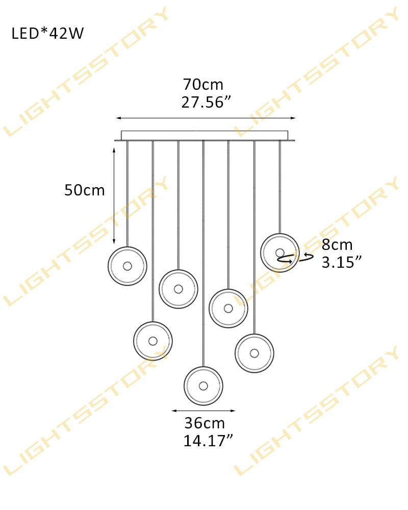Lausanne Disc Alabaster Cluster Chandelier. Round Cluster Diffusers. Metal Rod Framework in Aged Brass and Black finish for Kitchen Islands, Entryways, and Dining rooms 7 light-D36*H8CM D14.17"*H3.15"-L Modern Pendant lamp