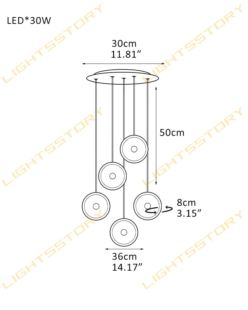 Lausanne Disc Alabaster Cluster Chandelier. Round Cluster Diffusers. Metal Rod Framework in Aged Brass and Black finish for Kitchen Islands, Entryways, and Dining rooms 5 light-D36*H8CM D14.17"*H3.15"-R Modern Pendant lamp