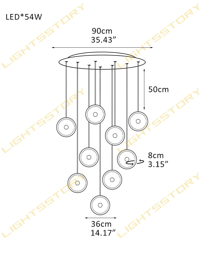 Lausanne Disc Alabaster Cluster Chandelier. Round Cluster Diffusers. Metal Rod Framework in Aged Brass and Black finish for Kitchen Islands, Entryways, and Dining rooms 9 light-D36*H8CM D14.17"*H3.15"-R Modern Pendant lamp