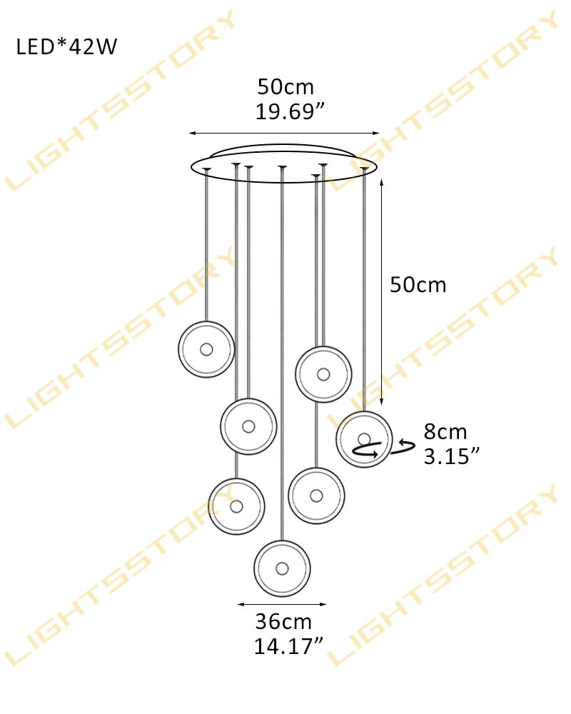 Lausanne Disc Alabaster Cluster Chandelier. Round Cluster Diffusers. Metal Rod Framework in Aged Brass and Black finish for Kitchen Islands, Entryways, and Dining rooms 7 light-D36*H8CM D14.17"*H3.15"-R Modern Pendant lamp