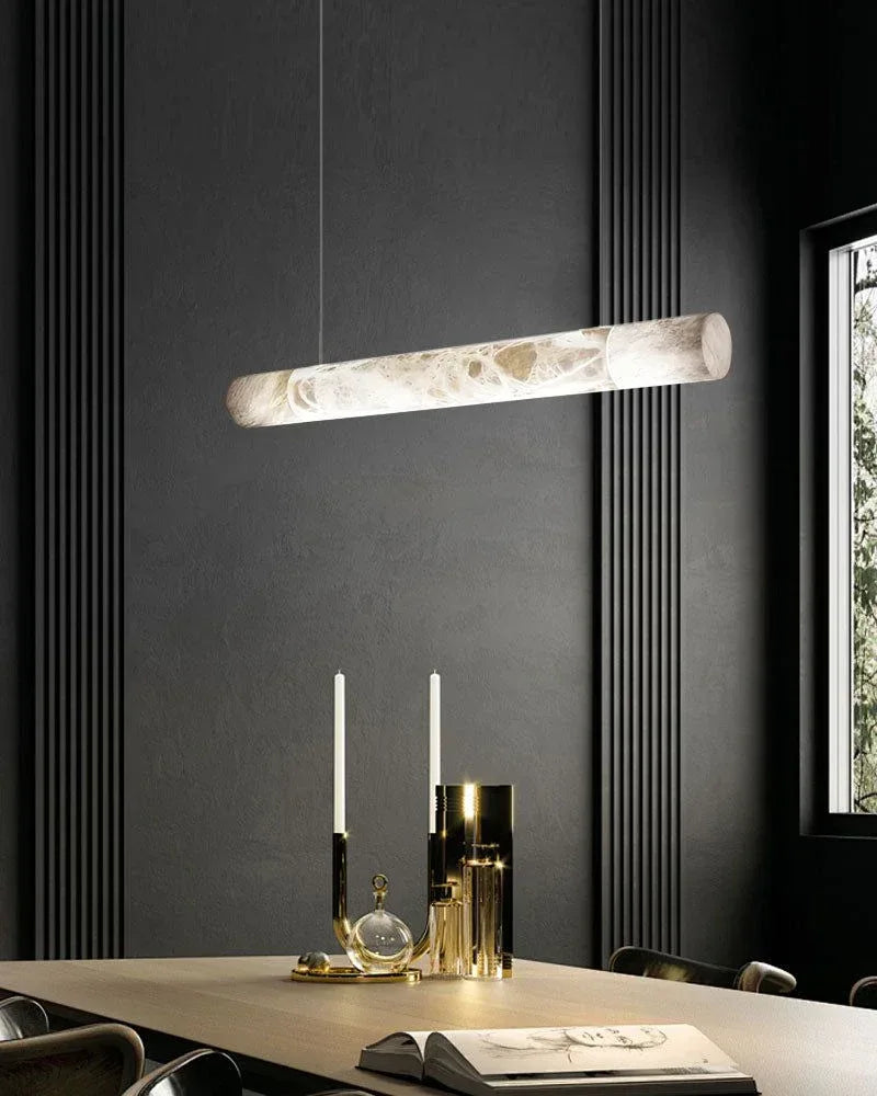 LED Linear Creative White Alabaster Liberty Hanging Light | Straight/Curved Design American chandelier