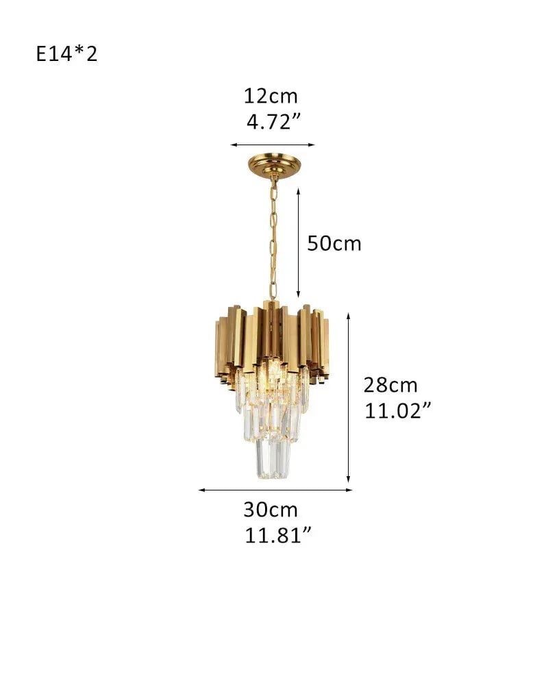 LightsStory Series Cascading Chandelier | Drum Frame Gold stainless steel drum frame with hand-strung clear crystals, Premium Gold finish for Grand Foyers and Dining Rooms D30*H28CM D11.81“*H11.02" Gold Luxury Modern Chandelier