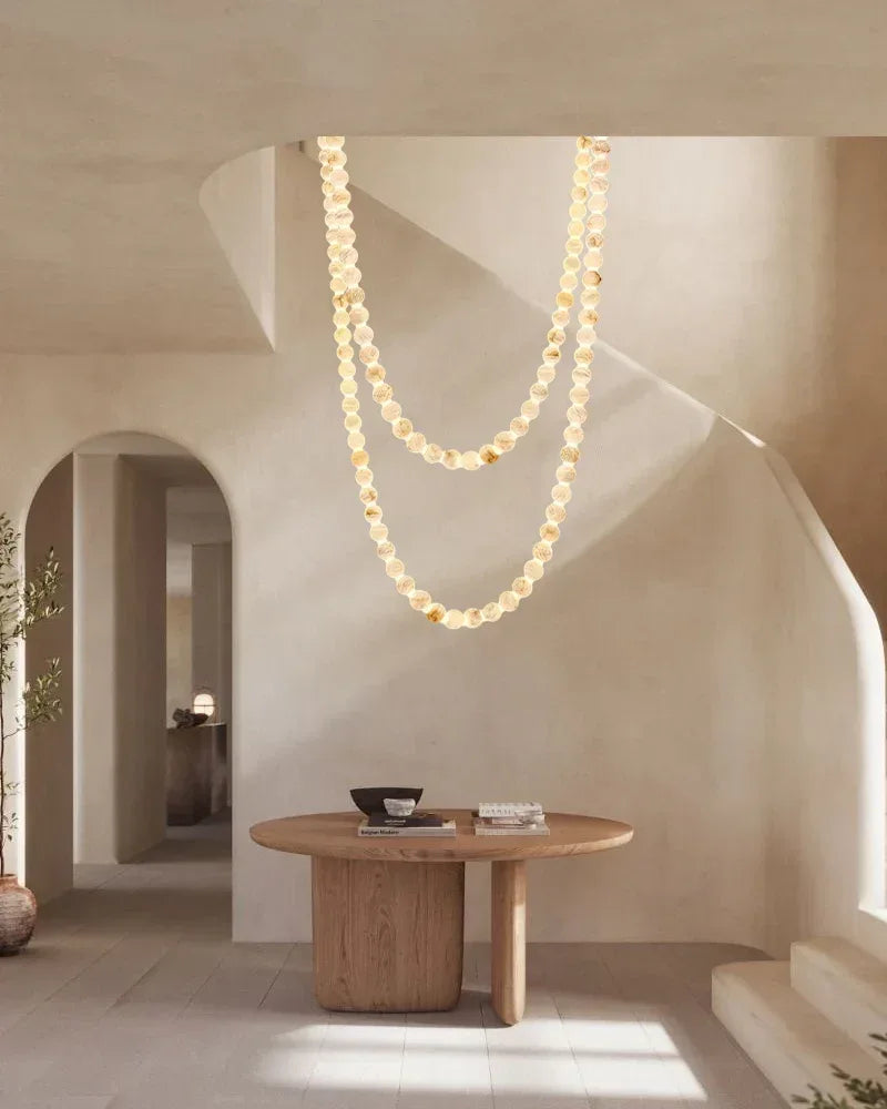 LightsStory Series Ethereal Chandelier | Cluster Alabaster Globes Natural stone and seamless brass, Seamless Brass finish for Entryways and dining rooms Modern Pendant lamp
