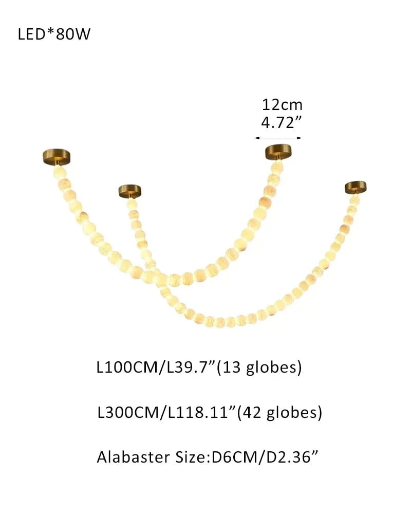 LightsStory Series Ethereal Chandelier | Cluster Alabaster Globes Natural stone and seamless brass, Seamless Brass finish for Entryways and dining rooms 56 globes-L100+L300CM L40"+L118" Brass + White Modern Pendant lamp