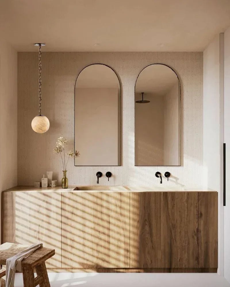 LightsStory Series Ethereal Chandelier | Globe Hand-Carved Natural Alabaster, Brass and Black finish for Grand staircases, high ceilings, and modern entryways Modern Pendant lamp