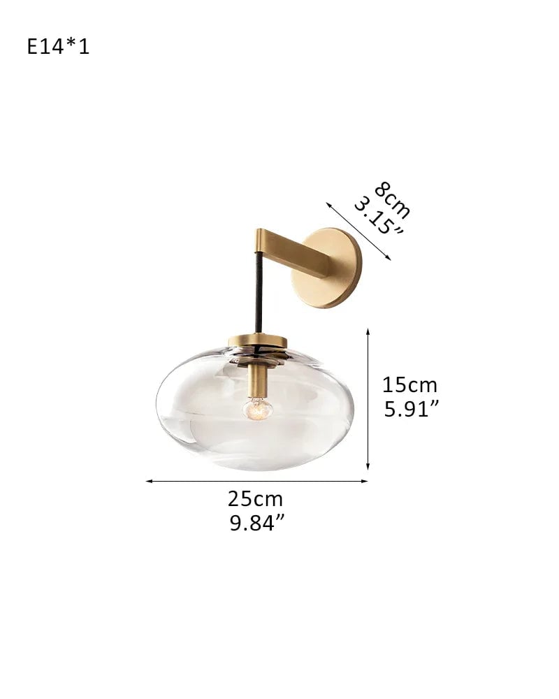 LightsStory Series Ethereal Chandelier | Handblown Oval Glass Handblown Oval Glass with Brass, Black, and Silver Metal, Contrasting Brass, Black, and Silver Metal for Dining Rooms and Kitchen Islands W-1-light-D25*H15CM D9.84“*H5.91" Brass Modern Pendant lamp