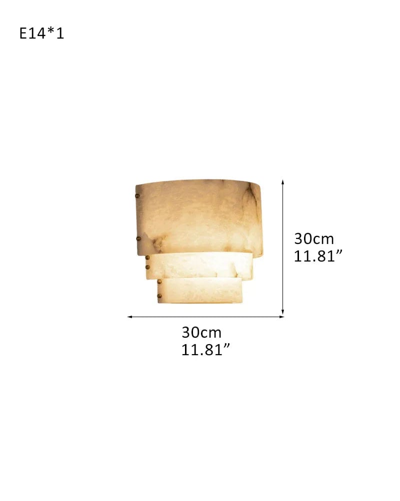 LightsStory Series Ethereal Chandelier | Triple Tier Alabaster Hand-carved natural alabaster with unique veining, Golden brass accents for Sophisticated dining rooms and cozy living spaces Sconce-D30*H30CM D12"*H12" White + Brass Modern Pendant lamp