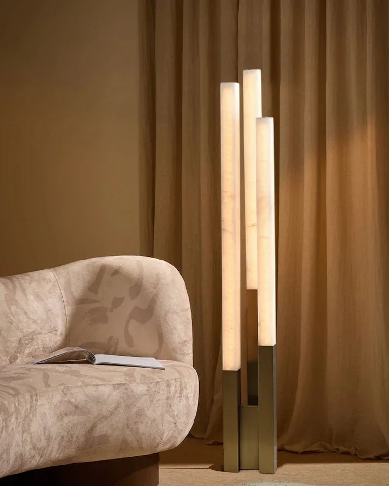 LightsStory Series Ethereal Floor Lamp | Soft Glow Alabaster Genuine Hand-Carved Alabaster, Sturdy Metal Base for Living Rooms, Bedrooms, and Entryways Modern Art Design Floor Lamp