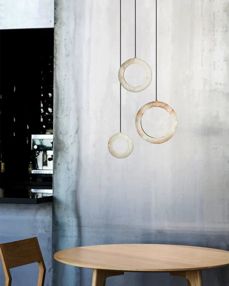 LightsStory Series Ethereal Pendant Light | Circular Cluster Handcrafted Natural Marble and Alabaster, Antiqued Matte Gold and Copper for Grand Stairwells and Dining Rooms Modern Pendant lamp