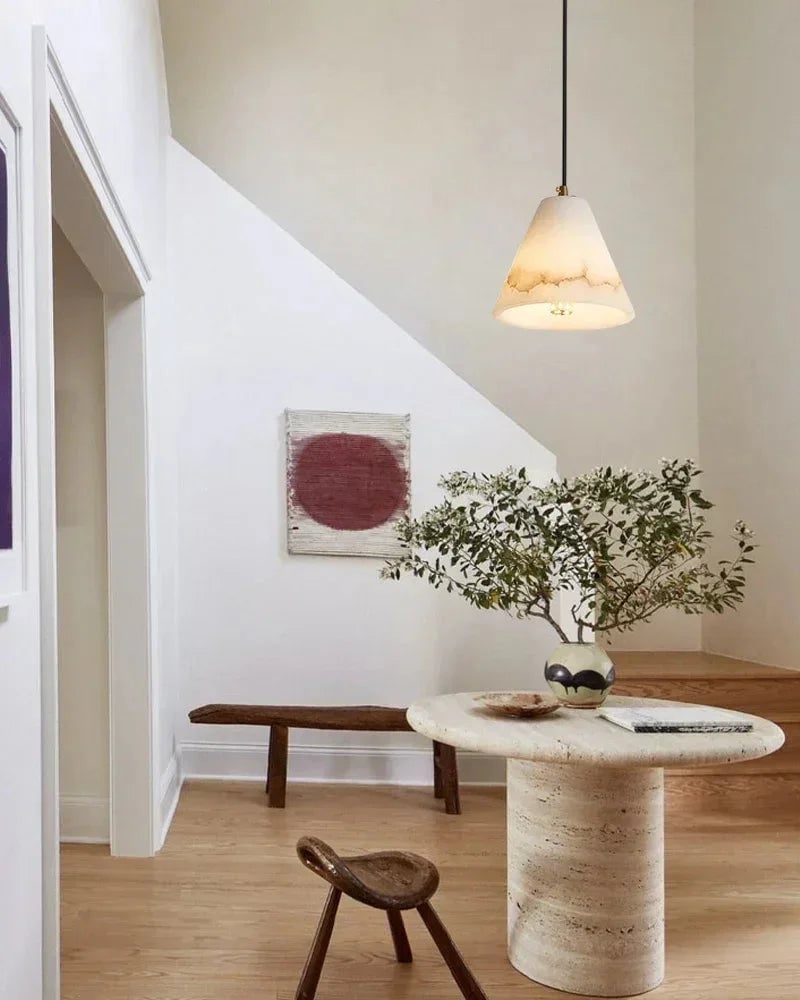 LightsStory Series Ethereal Pendant Light | Dome Hand-polished Spanish alabaster, Corrosion-resistant metal base for Kitchen islands, living rooms, bedrooms, and entryways Modern Pendant lamp