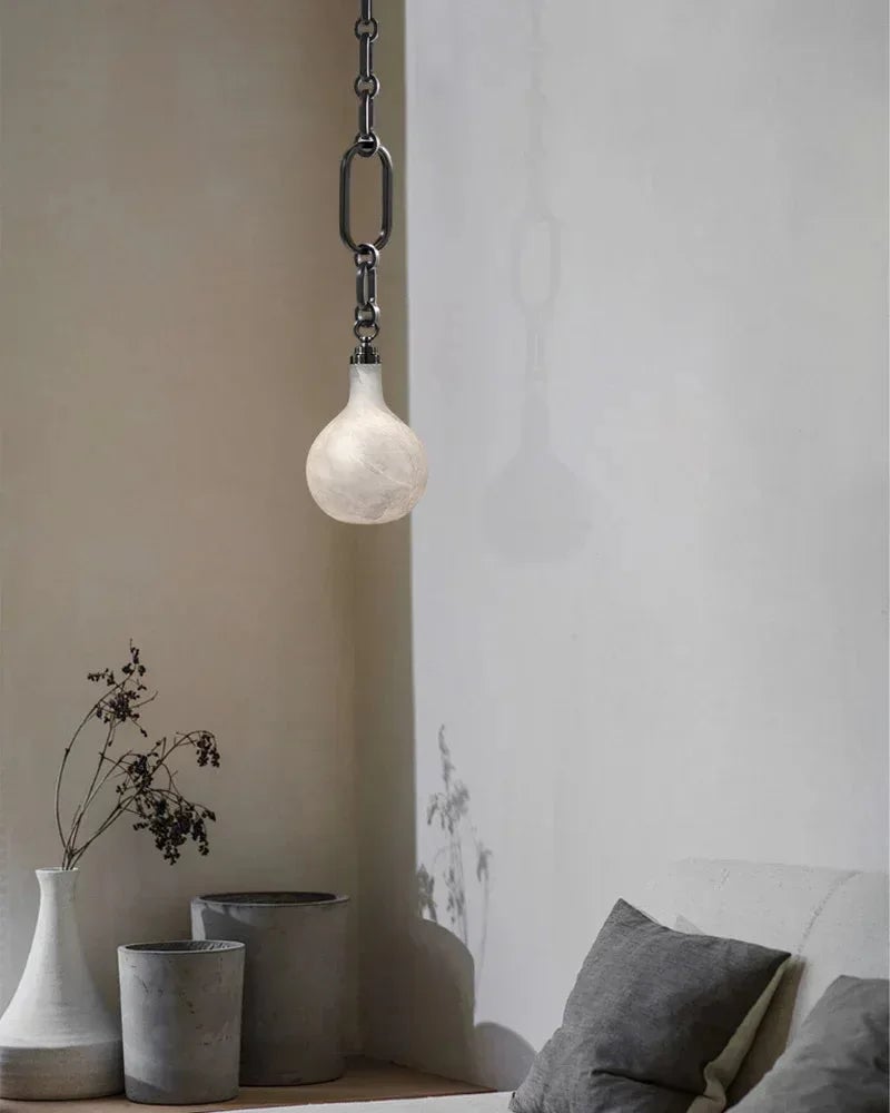 LightsStory Series Ethereal Pendant Light | Globe Genuine handblown alabaster, Brushed nickel and antique brass for Kitchen islands, bars, and entryways American chandelier