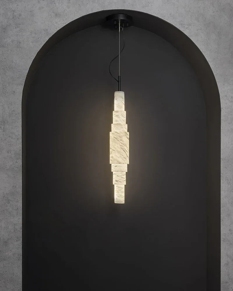 LightsStory Series Ethereal Pendant Light | Linear Cluster Natural Alabaster Stone, Natural Stone Texture for Kitchen Islands and Dining Rooms Vintage Simple Pendant Lamp