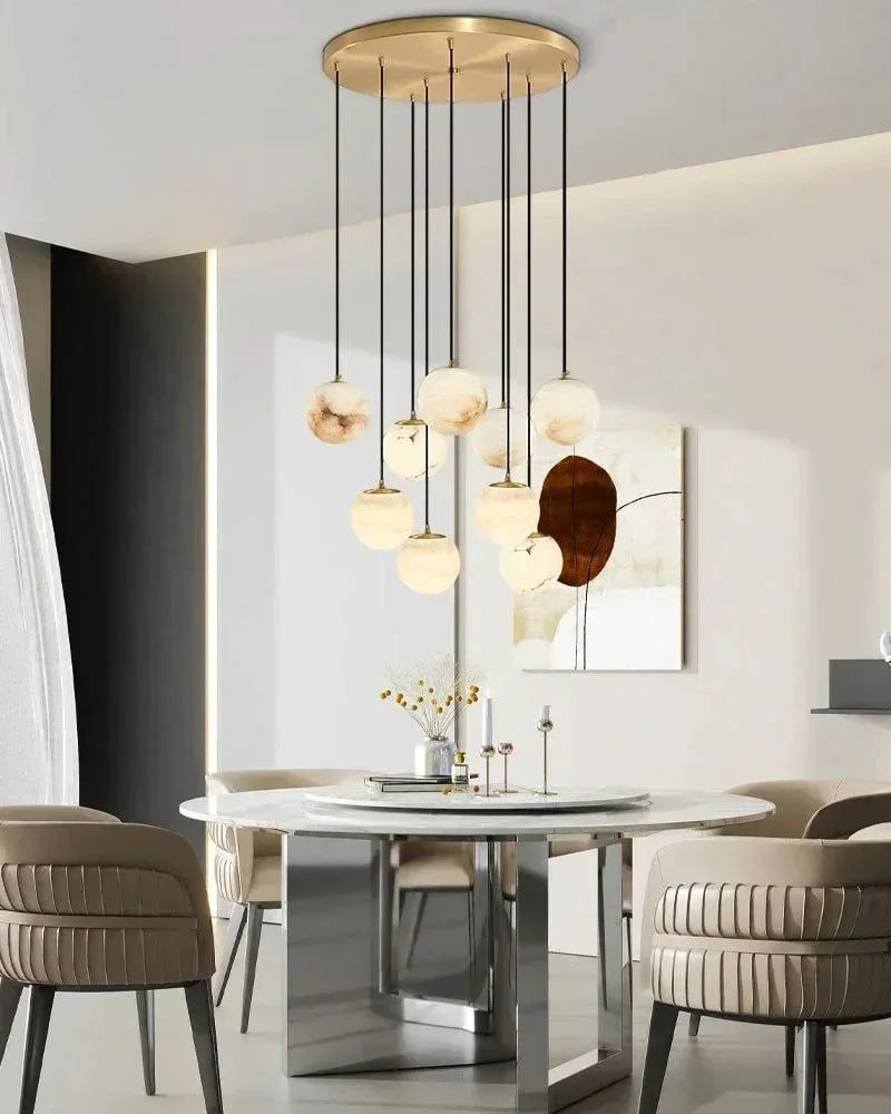 LightsStory Series Ethereal Pendant Light | Organic Cluster Handcrafted Spanish Alabaster, Natural Stone Finish for Staircases, Living Rooms, and Bedrooms Modern Pendant lamp