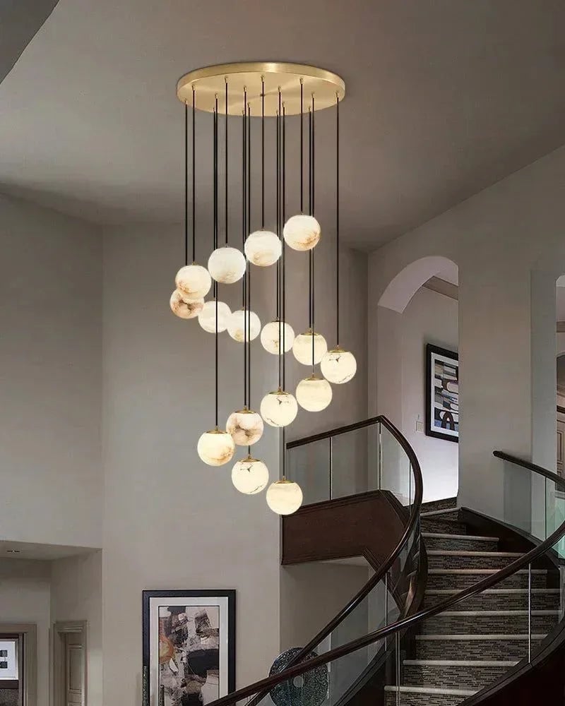 LightsStory Series Ethereal Pendant Light | Organic Cluster Handcrafted Spanish Alabaster, Natural Stone Finish for Staircases, Living Rooms, and Bedrooms Modern Pendant lamp