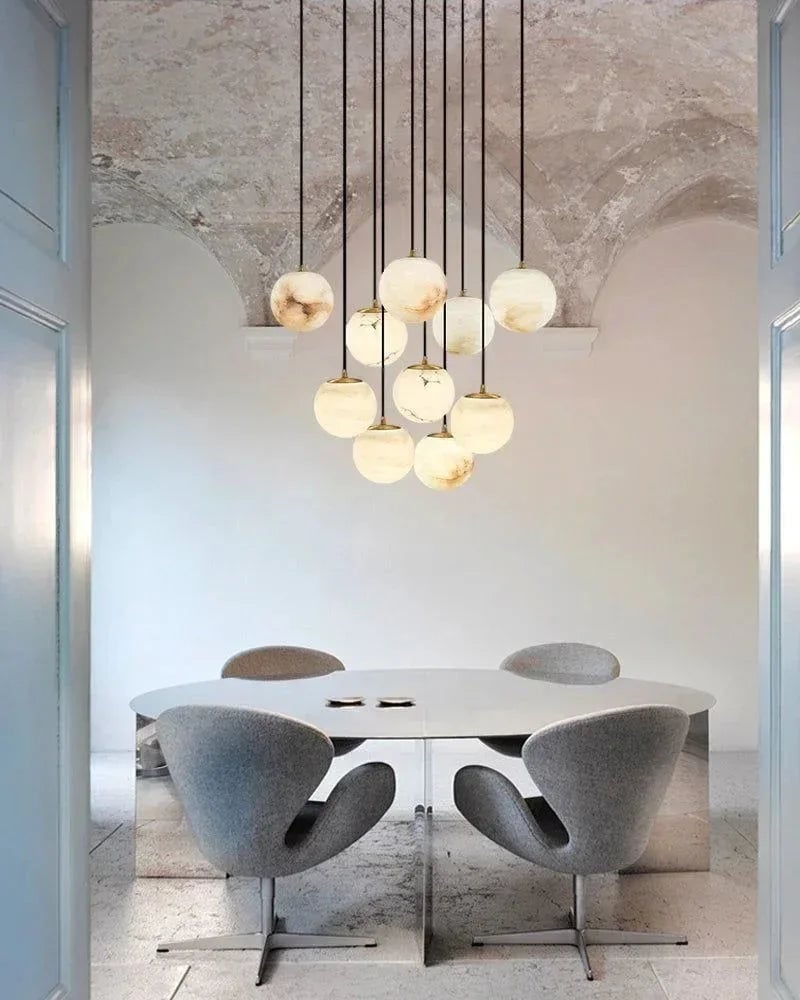 LightsStory Series Ethereal Pendant Light | Organic Curves Handcrafted Spanish Alabaster, Natural Stone Finish for Staircases, Living Rooms, and Bedrooms Modern Pendant lamp