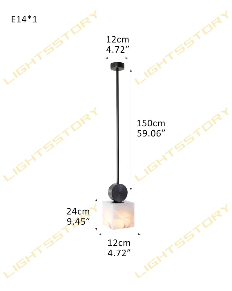 LightsStory Series Ethereal Pendant Light | Round Alabaster Soft Glowing Natural Alabaster Shade, Premium Stainless Steel finish for Dining Rooms, Bedrooms, and Living Rooms D12*W12*H24CM D4.72"*W4.72"*H9.45" Black Modern Pendant lamp