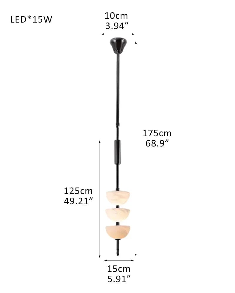 LightsStory Series Ethereal Pendant Light | Triple Sphere Natural Marble and Snowflake Textured Alabaster, Luxury Brass finish for Living Rooms and Bedrooms 1 Set - D15*H125CM D6"*50" Black Modern Pendant lamp