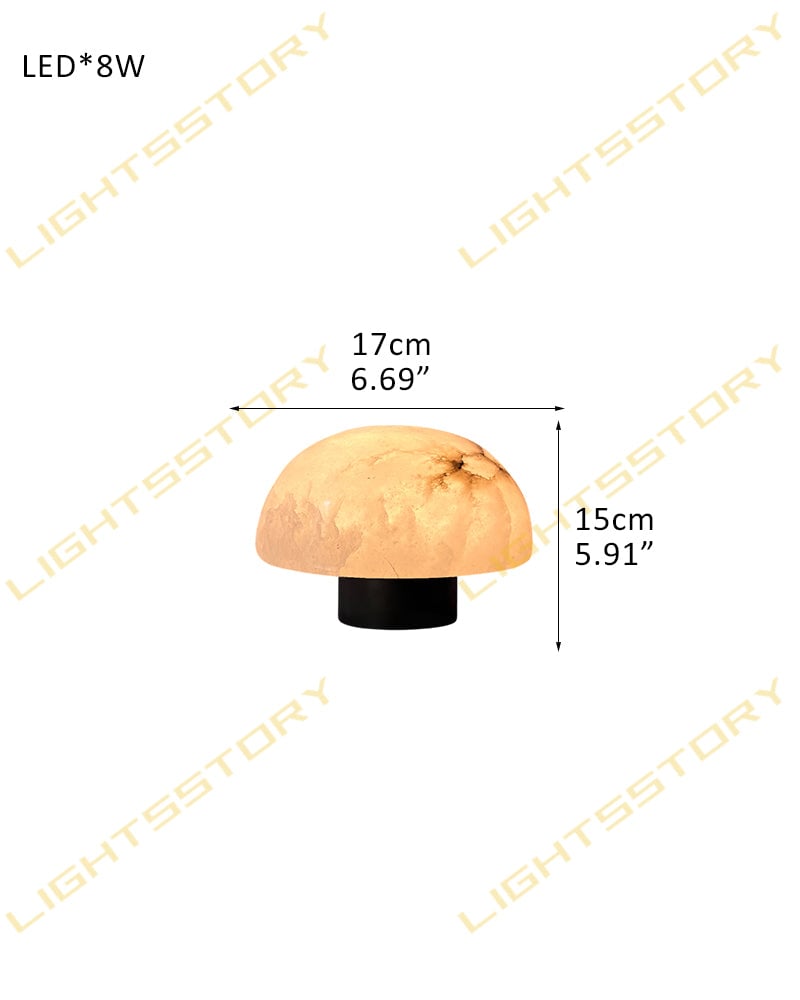 LightsStory Series Alabaster Mushroom Cap Table Lamp. Hand-Carved Natural Stone. Matte Black and Brass for Side Tables, Mantels, and Nightstands D17*H15CM D6.69"*H5.91" Black Modern Table lamp