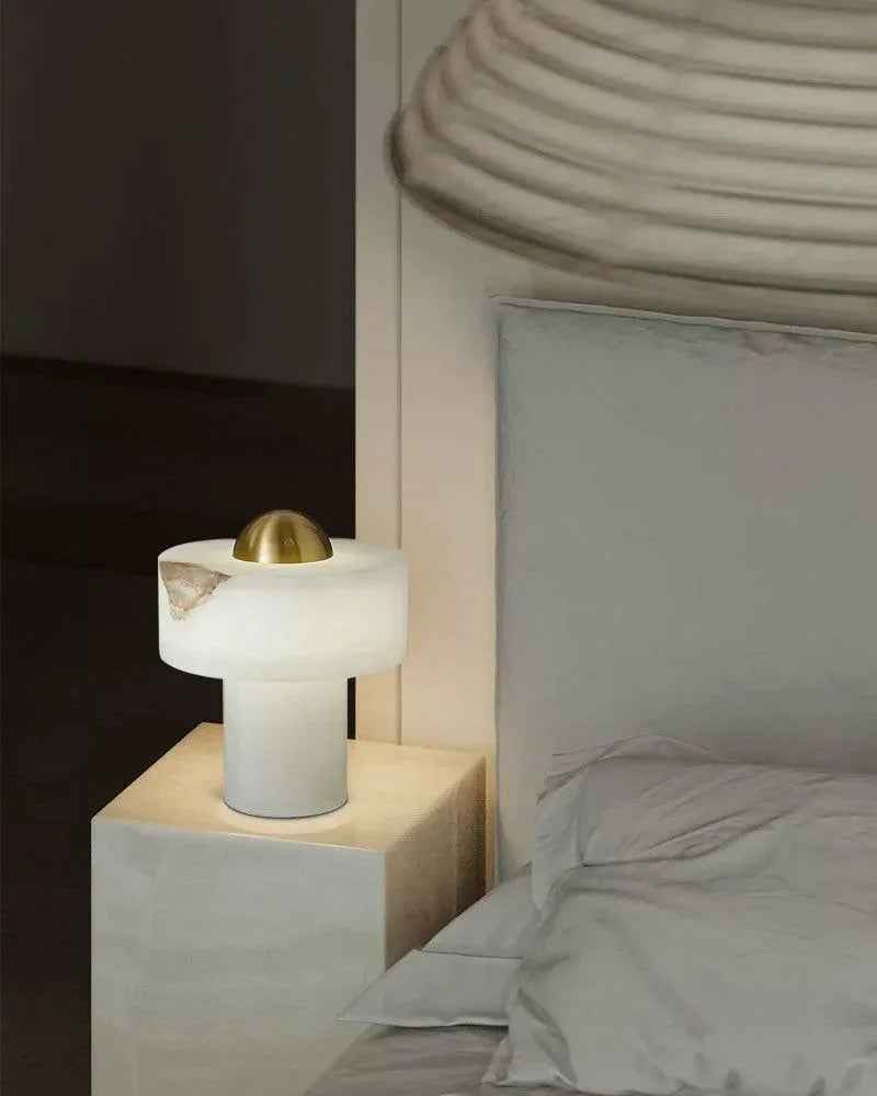 LightsStory Series Ethereal Table Lamp | Organic Stone Hand-Carved Natural Alabaster, Natural Stone Texture for Bedroom Nightstands and Consoles Modern Table lamp