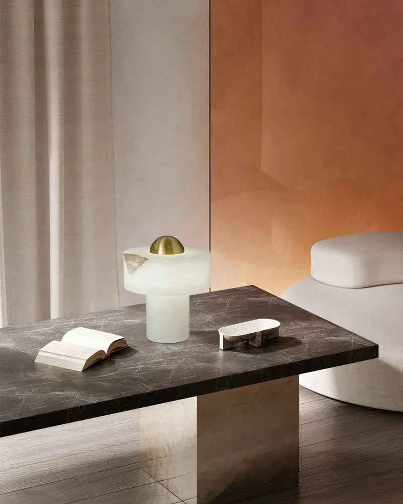 LightsStory Series Ethereal Table Lamp | Organic Stone Hand-Carved Natural Alabaster, Natural Stone Texture for Bedroom Nightstands and Consoles Modern Table lamp