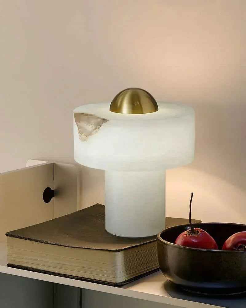 LightsStory Series Ethereal Table Lamp | Organic Stone Hand-Carved Natural Alabaster, Natural Stone Texture for Bedroom Nightstands and Consoles Modern Table lamp