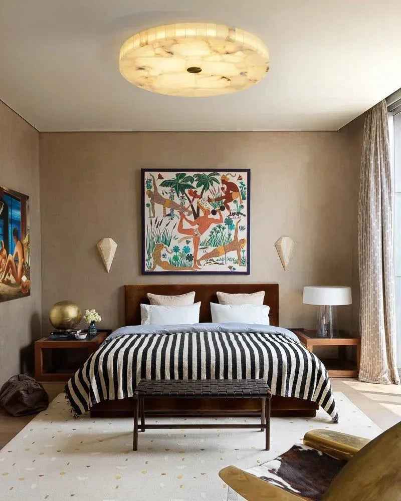 LightsStory Series Geometric Ceiling Light | Round Premium Spanish Marble, Natural Marble finish for Living rooms, bedrooms, and entryways Flush Mounted Ceiling Lamp