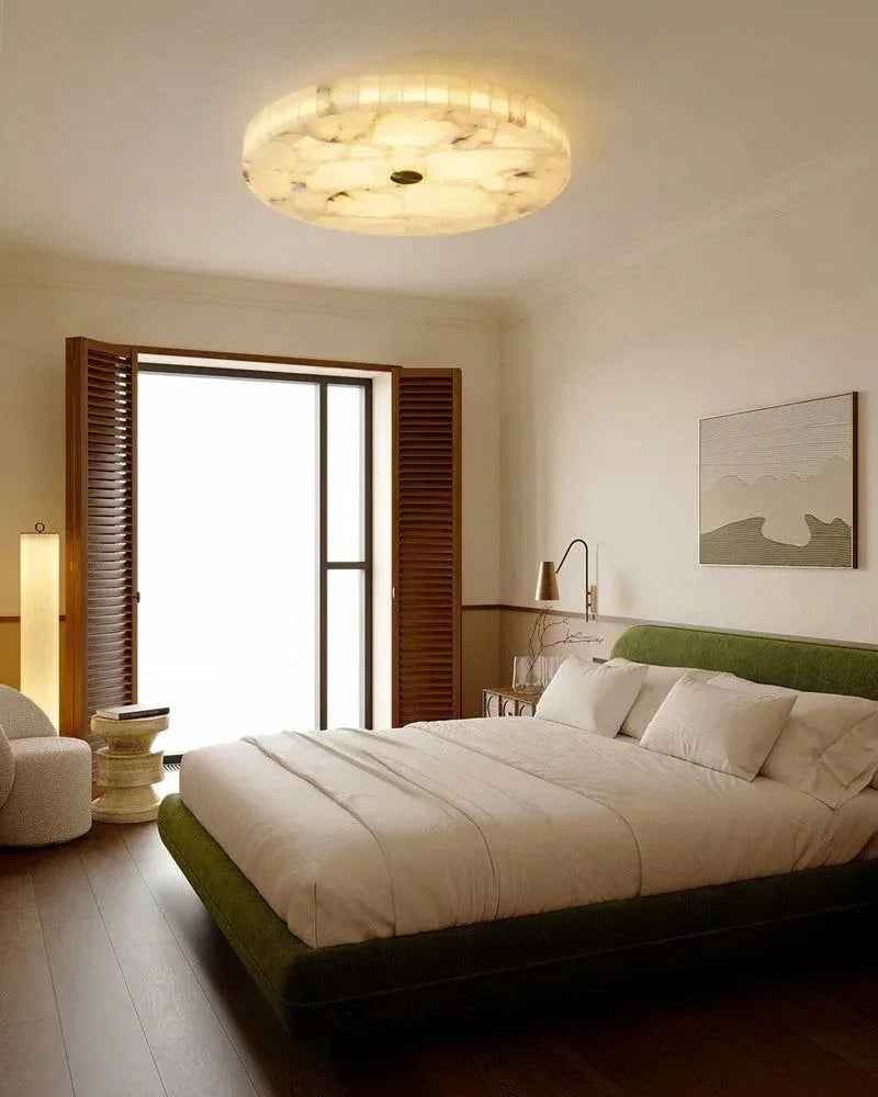 LightsStory Series Geometric Ceiling Light | Round Premium Spanish Marble, Natural Marble finish for Living rooms, bedrooms, and entryways Flush Mounted Ceiling Lamp