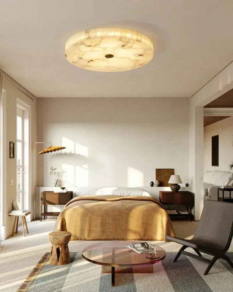 LightsStory Series Geometric Ceiling Light | Round Premium Spanish Marble, Natural Marble finish for Living rooms, bedrooms, and entryways Flush Mounted Ceiling Lamp