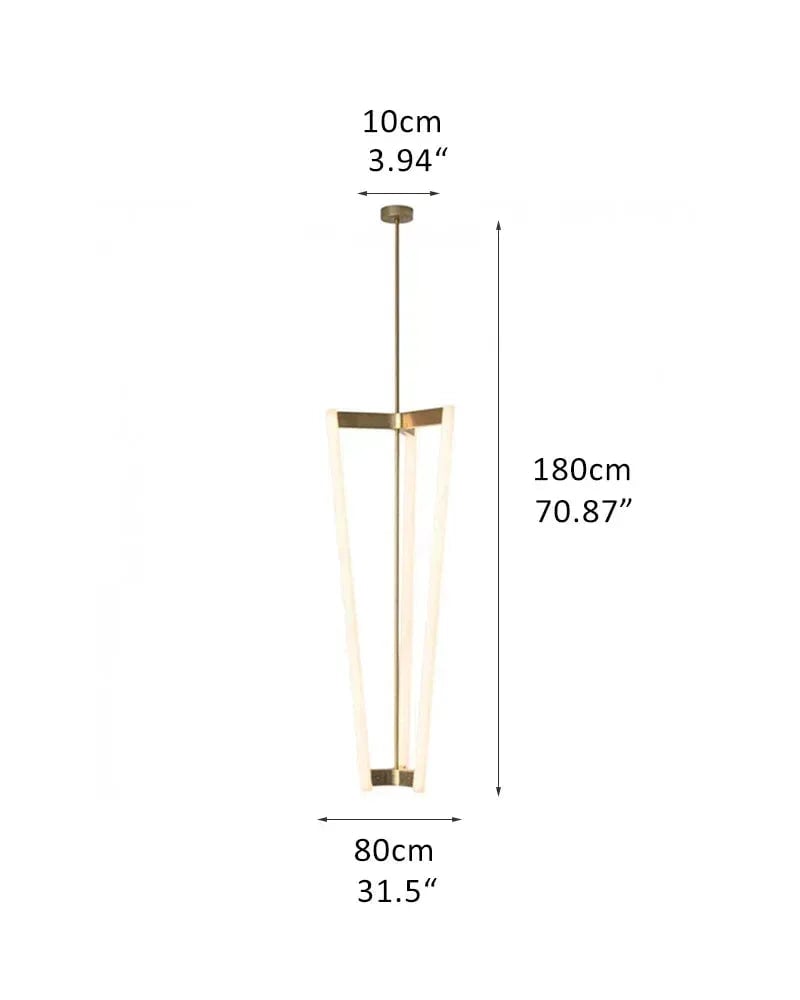 LightsStory Series Geometric Chandelier | Acrylic Pipeline Tube Stainless Titanium and Acrylic, Brushed Red, Gold, and Black Titanium finish for Modern Living Rooms and Contemporary Dining Spaces D80*H180CM D31.5*H70.87" Gold Modern Pendant lamp