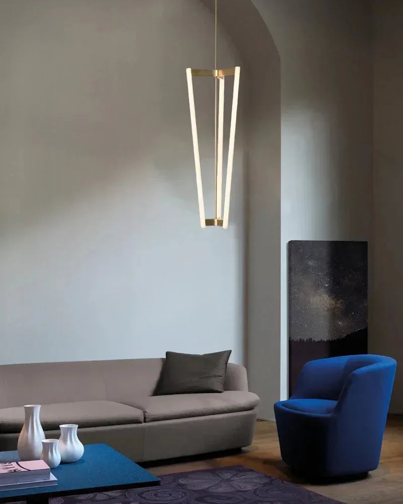 LightsStory Series Geometric Chandelier | Acrylic Pipeline Tube Stainless Titanium and Acrylic, Brushed Red, Gold, and Black Titanium finish for Modern Living Rooms and Contemporary Dining Spaces Modern Pendant lamp