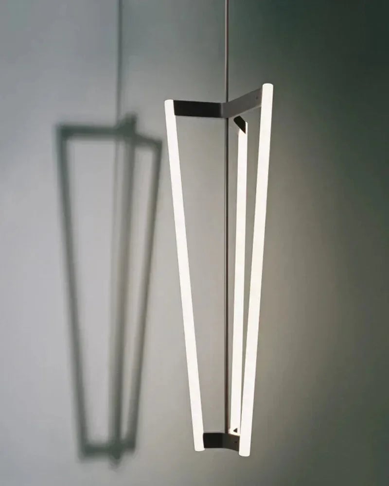 LightsStory Series Geometric Chandelier | Acrylic Pipeline Tube Stainless Titanium and Acrylic, Brushed Red, Gold, and Black Titanium finish for Modern Living Rooms and Contemporary Dining Spaces Modern Pendant lamp