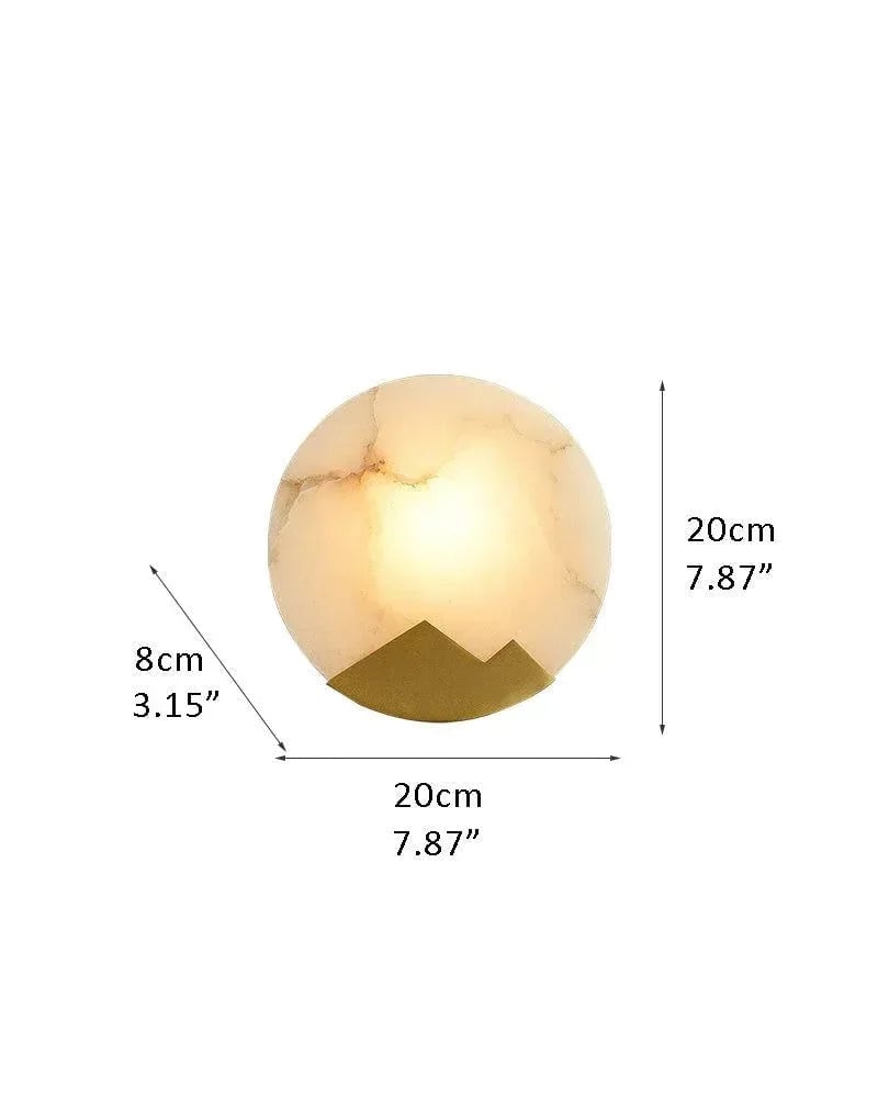LightsStory Series Geometric Chandelier | Dual-Alabaster Disc Durable brass frame with smooth Spanish marble-like alabaster, Antique Brass finish for Staircases and Entryways D20*W8*H20CM-Sconces White + Brass Modern Pendant lamp