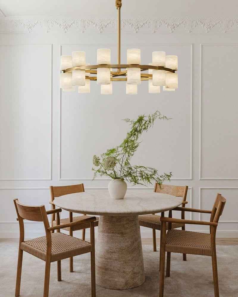LightsStory Series Geometric Chandelier | Linear Marble-clad brass frame with industrial-chic rods, Warm Brass finish for Soaring foyers and statement dining rooms Modern Pendant lamp